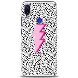 MRCİLETİSİM (mrc-22562) Tam Ekran Koruyucu Kılıf HD Baskılı Kılıf Pembe Şimşek Xiaomi Redmi Note 7 ile uyumlu