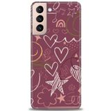 MRCİLETİSİM (mrc-24838) Tam Ekran Koruyucu Kılıf HD Baskılı Kılıf Notalar ve Kalpler Bordo Samsung Galaxy S21 FE ile uyumlu