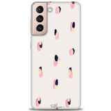 MRCİLETİSİM (mrc-24854) Tam Ekran Koruyucu Kılıf HD Baskılı Kılıf Pembe Lacivert Samsung Galaxy S21 FE ile uyumlu