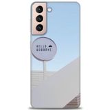 MRCİLETİSİM (mrc-24857) Tam Ekran Koruyucu Kılıf HD Baskılı Kılıf Hello GoodBye Samsung Galaxy S21 FE ile uyumlu