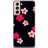 MRCİLETİSİM (mrc-24885) Tam Ekran Koruyucu Kılıf HD Baskılı Kılıf Pembe Mavi Çiçekler Samsung Galaxy S21 FE ile uyumlu