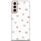 MRCİLETİSİM (mrc-24889) Tam Ekran Koruyucu Kılıf HD Baskılı Kılıf Renkli Gözler Samsung Galaxy S21 FE ile uyumlu