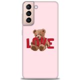 MRCİLETİSİM (mrc-24938) Tam Ekran Koruyucu Kılıf HD Baskılı Kılıf Love Bear Samsung Galaxy S21 FE ile uyumlu