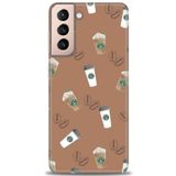 MRCİLETİSİM (mrc-24956) Tam Ekran Koruyucu Kılıf HD Baskılı Kılıf Kahveler Samsung Galaxy S21 FE ile uyumlu