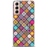 MRCİLETİSİM (mrc-24958) Tam Ekran Koruyucu Kılıf HD Baskılı Kılıf Renkli Mozaik Samsung Galaxy S21 FE ile uyumlu