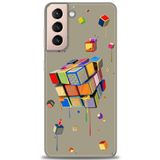 MRCİLETİSİM (mrc-24963) Tam Ekran Koruyucu Kılıf HD Baskılı Kılıf Zeka Küpü Samsung Galaxy S21 FE ile uyumlu
