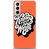 MRCİLETİSİM (mrc-24990) Tam Ekran Koruyucu Kılıf HD Baskılı Kılıf Know Your Worth Samsung Galaxy S21 FE ile uyumlu