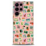 MRCİLETİSİM (mrc-25686) Tam Ekran Koruyucu Kılıf HD Baskılı Kılıf Pullar Samsung Galaxy S22 Ultra ile uyumlu