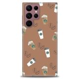 MRCİLETİSİM (mrc-25806) Tam Ekran Koruyucu Kılıf HD Baskılı Kılıf Kahveler Samsung Galaxy S22 Ultra ile uyumlu