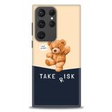 MRCİLETİSİM (mrc-26225) Tam Ekran Koruyucu Kılıf HD Baskılı Kılıf Take Risk Samsung Galaxy S23 Ultra ile uyumlu