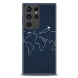 MRCİLETİSİM (mrc-26259) Tam Ekran Koruyucu Kılıf HD Baskılı Kılıf Uçak ve Dünya Samsung Galaxy S23 Ultra ile uyumlu