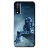 MRCİLETİSİM (mrc105247) Astronot Yalnızlığı Kılıf HD Desen Baskılı Arka Kapak+Temperli Cam Vivo Y20 ile uyumlu
