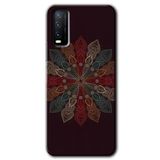 MRCİLETİSİM (mrc105295) Mandala Flower Wal Kılıf HD Desen Baskılı Arka Kapak+Temperli Cam Vivo Y20 ile uyumlu