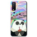MRCİLETİSİM (mrc105335) Milkshake Panda Kılıf HD Desen Baskılı Arka Kapak+Temperli Cam Vivo Y20 ile uyumlu