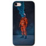 MRCİLETİSİM mrc106726 Smoke Astronot Kılıf Baskılı Kapak Tam Ekran Koruyucu iPhone SE 2020 ile uyumlu