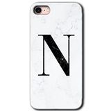 MRCİLETİSİM mrc107055 Beyaz Mermer Desenli N Harfi Kılıf Baskılı Kapak Tam Ekran Koruyucu iPhone SE 2020 ile uyumlu
