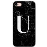 MRCİLETİSİM mrc107105 Siyah Mermer Desenli U Harfi Kılıf Baskılı Kapak Tam Ekran Koruyucu iPhone SE 2020 ile uyumlu