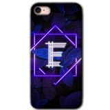 MRCİLETİSİM mrc107171 Dark Neon Yaprak E Harfi Kılıf Baskılı Kapak Tam Ekran Koruyucu iPhone SE 2020 ile uyumlu