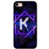 MRCİLETİSİM mrc107179 Dark Neon Yaprak K Harfi Kılıf Baskılı Kapak Tam Ekran Koruyucu iPhone SE 2020 ile uyumlu