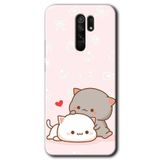 MRCİLETİSİM (mrc10724) Kedi Aşkı Kılıf Baskılı Kapak Tam Kaplayan Mat Seramik Xiaomi Redmi 9 ile uyumlu