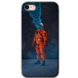 MRCİLETİSİM mrc107276 Smoke Astronot Kılıf Baskılı Kapak Tam Ekran Koruyucu iPhone SE 2022 ile uyumlu