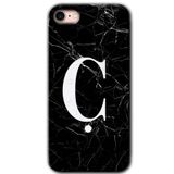 MRCİLETİSİM mrc107633 Siyah Mermer Desenli Ç Harfi Kılıf Baskılı Kapak Tam Ekran Koruyucu iPhone SE 2022 ile uyumlu