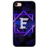 MRCİLETİSİM mrc107721 Dark Neon Yaprak E Harfi Kılıf Baskılı Kapak Tam Ekran Koruyucu iPhone SE 2022 ile uyumlu