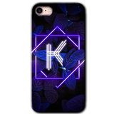 MRCİLETİSİM mrc107729 Dark Neon Yaprak K Harfi Kılıf Baskılı Kapak Tam Ekran Koruyucu iPhone SE 2022 ile uyumlu