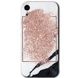 MRCİLETİSİM mrc108635 Simli Mermer Kılıf Baskılı Kapak Tam Ekran Koruyucu iPhone XR ile uyumlu