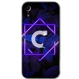 MRCİLETİSİM mrc108818 Dark Neon Yaprak C Harfi Kılıf Baskılı Kapak Tam Ekran Koruyucu iPhone XR ile uyumlu
