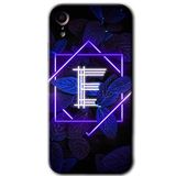 MRCİLETİSİM mrc108821 Dark Neon Yaprak E Harfi Kılıf Baskılı Kapak Tam Ekran Koruyucu iPhone XR ile uyumlu