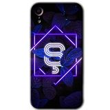 MRCİLETİSİM mrc108850 Dark Neon Yaprak Ş Harfi Kılıf Baskılı Kapak Tam Ekran Koruyucu iPhone XR ile uyumlu