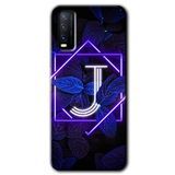 MRCİLETİSİM (mrc110643) Dark Neon Yaprak J Harfi Kılıf HD Desen Baskılı Arka Kapak Vivo Y20 ile uyumlu