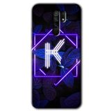 MRCİLETİSİM (mrc11094) Dark Neon Yaprak K Harfi Kılıf Baskılı Kapak Tam Kaplayan Mat Seramik Xiaomi Redmi 9 ile uyumlu