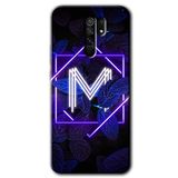 MRCİLETİSİM (mrc11096) Dark Neon Yaprak M Harfi Kılıf Baskılı Kapak Tam Kaplayan Mat Seramik Xiaomi Redmi 9 ile uyumlu