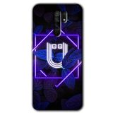 MRCİLETİSİM (mrc11118) Dark Neon Yaprak Ü Harfi Kılıf Baskılı Kapak Tam Kaplayan Mat Seramik Xiaomi Redmi 9 ile uyumlu