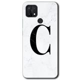 MRCİLETİSİM mrc111440 Beyaz Mermer Desenli C Harfi Kılıf Baskılı Kapak Tam Ekran Koruyucu Oppo A15s ile uyumlu
