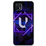 MRCİLETİSİM mrc111602 Dark Neon Yaprak U Harfi Kılıf Baskılı Kapak Tam Ekran Koruyucu Oppo A15s ile uyumlu