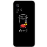 MRCİLETİSİM (mrc112016) Coffee Battery Kılıf HD Desen Baskılı Arka Kapak Vivo Y21s ile uyumlu