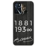 MRCİLETİSİM mrc112066 Atatürk Ahşap İmza Kılıf Baskılı Kapak Tam Ekran Koruyucu Oppo A16 ile uyumlu
