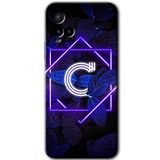 MRCİLETİSİM (mrc112283) Dark Neon Yaprak C Harfi Kılıf HD Desen Baskılı Arka Kapak Vivo Y21s ile uyumlu