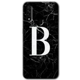 MRCİLETİSİM mrc112580 Siyah Mermer Desenli B Harfi Kılıf Baskılı Kapak Tam Ekran Koruyucu Oppo A31 ile uyumlu