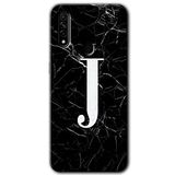MRCİLETİSİM mrc112592 Siyah Mermer Desenli J Harfi Kılıf Baskılı Kapak Tam Ekran Koruyucu Oppo A31 ile uyumlu