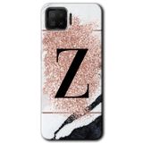 MRCİLETİSİM mrc114737 Pembe Mermer Desenli Z Harfi Kılıf Baskılı Kapak Tam Ekran Koruyucu Oppo A73 ile uyumlu
