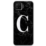 MRCİLETİSİM mrc114782 Siyah Mermer Desenli C Harfi Kılıf Baskılı Kapak Tam Ekran Koruyucu Oppo A73 ile uyumlu