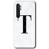 MRCİLETİSİM (mrc115519) Beyaz Mermer Desenli T Harfi Kılıf HD Desen Baskılı Arka Kapak+Temperli Cam Xiaomi Mi Note 10 Lite ile uyumlu
