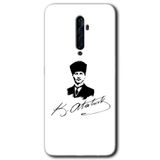 MRCİLETİSİM mrc117047 Kemal Atatürk İmza Kılıf Baskılı Kapak Tam Ekran Koruyucu Oppo Reno 2z ile uyumlu