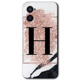 MRCİLETİSİM mrc117466 Pembe Mermer Desenli H Harfi Kılıf Baskılı Kapak Tam Ekran Koruyucu Oppo Reno 3 ile uyumlu