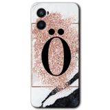 MRCİLETİSİM mrc117476 Pembe Mermer Desenli Ö Harfi Kılıf Baskılı Kapak Tam Ekran Koruyucu Oppo Reno 3 ile uyumlu
