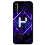 MRCİLETİSİM mrc121475 Dark Neon Yaprak H Harfi Kılıf Baskılı Kapak Tam Ekran Koruyucu Realme 5i ile uyumlu